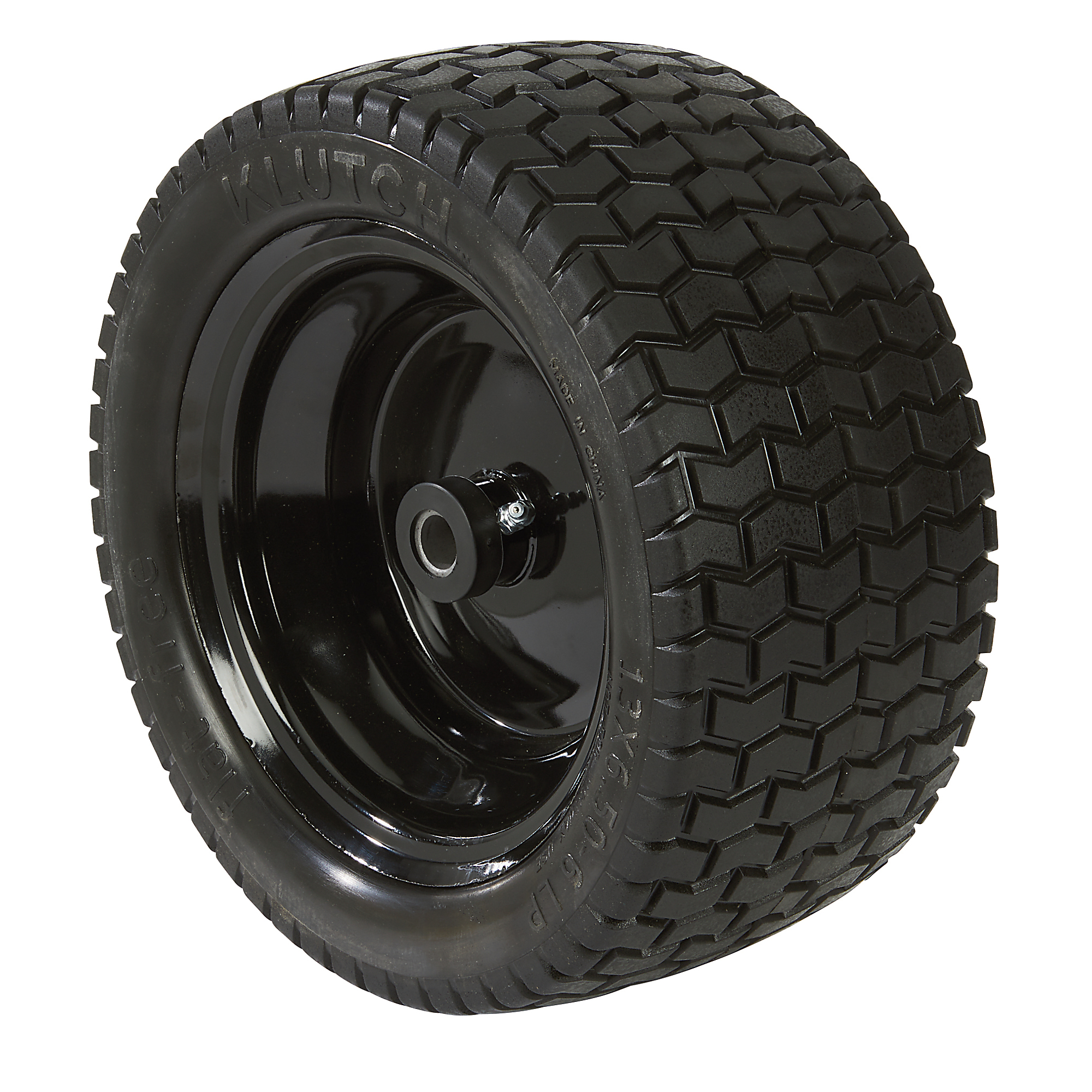 Klutch Flat-Free Universal Mower Tire Assembly, 13/6.50-6, Turf Saver Tread